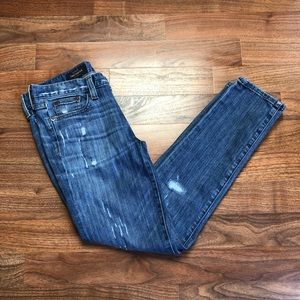 J Crew Toothpick Skinny Distressed Ankle Jeans